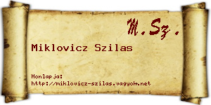 Miklovicz Szilas névjegykártya